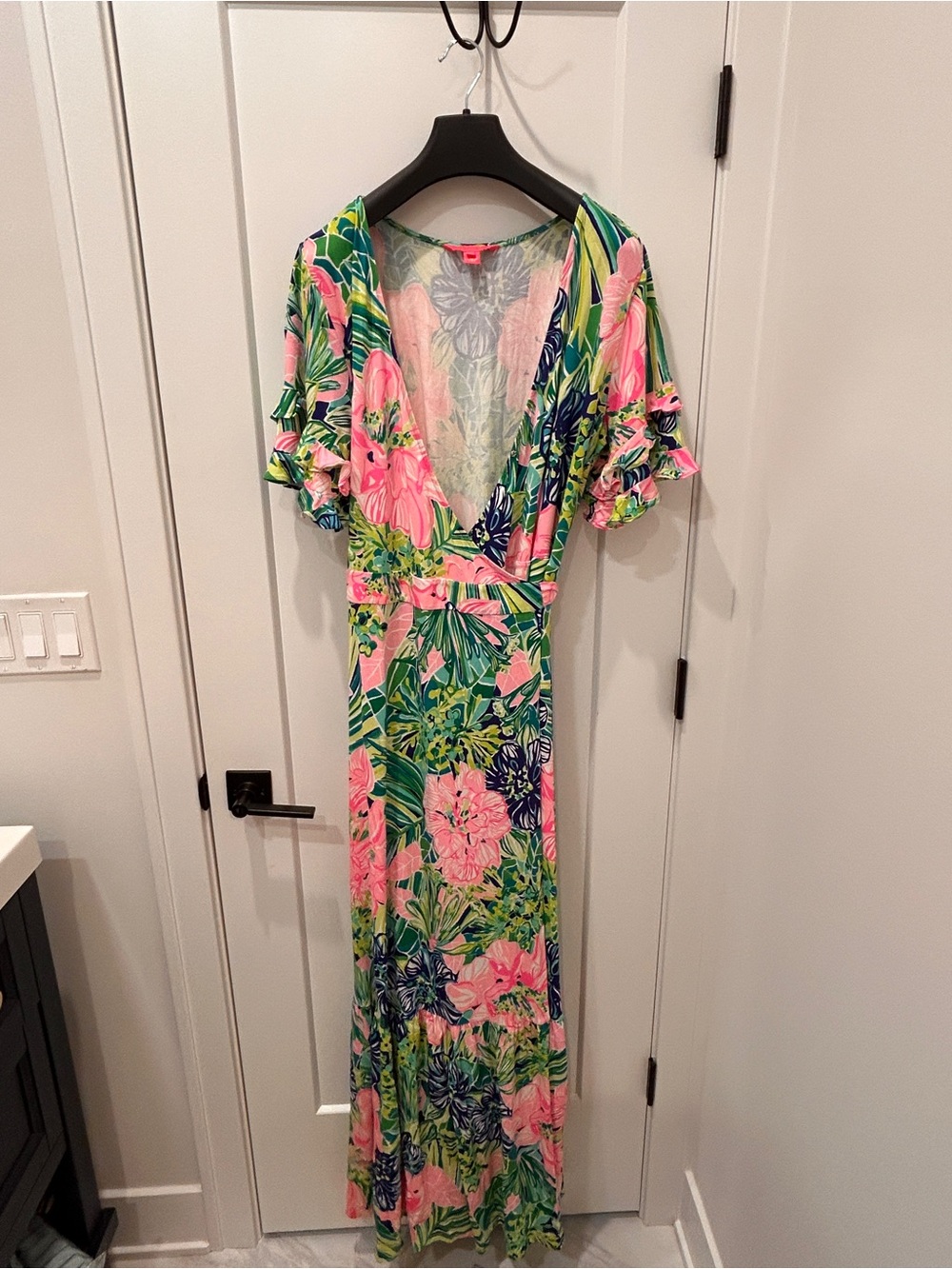Lilly Pulitzer Pink & Green Floral Maxi Dress